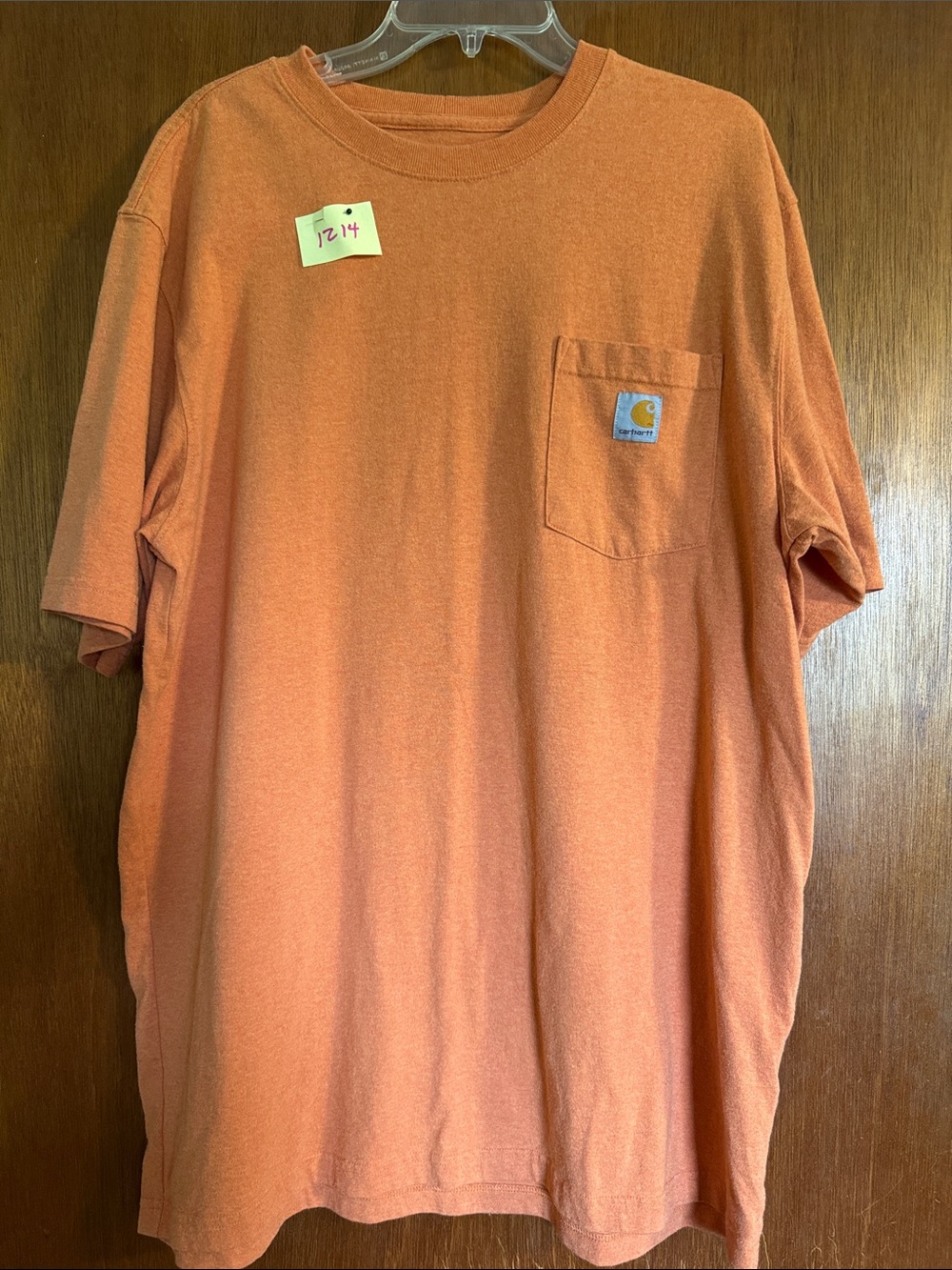 Carhartt Men's Orange Pocket Short-Sleeve Tee Size L Tall Original Fit